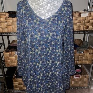 Show Me Your Mumu Elegant Blue Patterned long bell sleeved dress